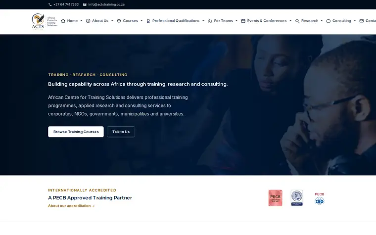 The ACTS website as it looks today