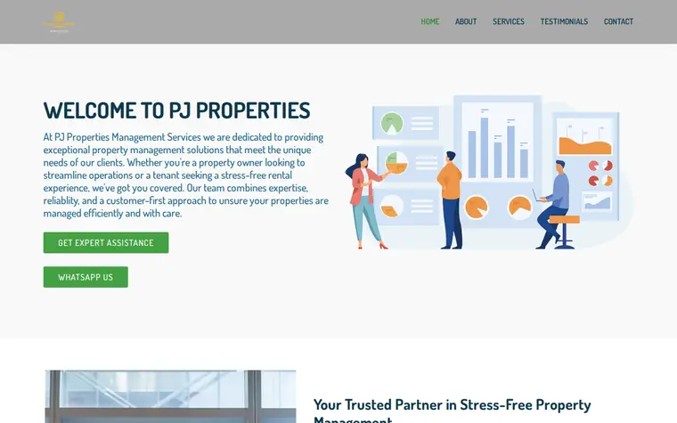 The PJ Properties website as it looks today