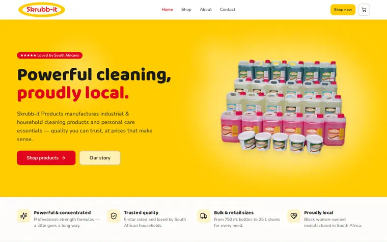 The Skrubb-it Products website as it looks today